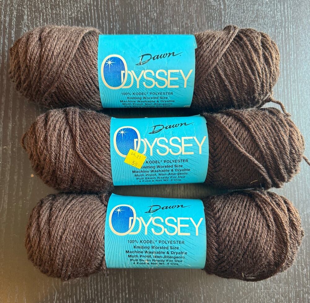 Lot of 3 Dawn Odyssey Yarn in #425 Wood Brown Acrylic Worsted